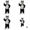 Costumes de mascotte Halloween Howie Husky Black Wolf Dog Personnage de dessin animé Adt Femmes Hommes Robe Carnaval Unisexe Adts Drop Livraison Appare Dhrpx