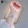 Perline imitazione opale braccialetto di perline di cristallo moda luce lusso braccialetto elastico semplice catena da polso per ragazza accessori gioielli donna YQ240226