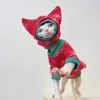 Christmas Snow Suit Clothes for Sphynx Cat Warm Sweater for Hairless Cat Winter Coat Fleece Jacket for Devon Rex Pet Product 240320