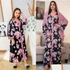 Familjmatchande kläder Mother Daughter Clothes Elegant Black Ethnic Floral Maxi Dress Middle East Muslim Parentchild Eid 230619 DRO DHXWRWR