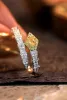 Rings LUOWEND 18K White Gold Rings Natural Yellow Diamond Ring Fashion INS Style Snake Design Wedding Band for Women Party