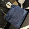 Novos modelos mulheres bolsa 23ss mini saco de lixo luxo bolsa de ombro designer saco de compras crossbody saco balde moda mochila denim tecido diamante xadrez padrão