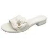 Дизайнерские шлепанцы с цветком боярышника, женские летние туфли для ленивых цветов, женские туфли на высоком каблуке, металлические слайдеры с цветком боярышника, Mujer 240226