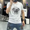 Men's T-shirt Hot Diamond Printing Fashion Figure Short Sleeve Tees Round Neck Bottom Shirt Trendy Luxcy Tops Male Clothing