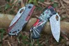 A2298 BK Folding Knife 3Cr13Mov 3D Mönster Drop Point Blade Steel Handle Outdoor Camping Vandring Fiske EDC Pocket Knives