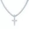 Pendentif croix en argent Sterling 925, largeur 2mm-5mm, avec glace Moissanite Hip Hop pour collier, offre spéciale