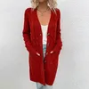 Women's Knits Women Long Cable Knit Cardigan Ladies Button Up Oversized Ribbed Brown Color Fall And Winter Sweater Cardgian Coat