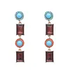 Ensemble collier et boucles d'oreilles pour femmes, bijoux simples en cristal Turquoise, pendentif, à la mode, 2024