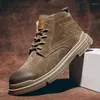 Boots Men's Shoes Cow Suede Leather Lace-up Ankle Work Fashion Casual Autumn C1247