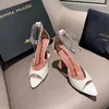 Amina Muaddi Tacones de diseñador Sandalias de mujer Clásico Diamante de tacón alto 100% cuero Zapatos de vestir de novia para mujer Fiestas Ocupación Color puro Zapatillas sexy de gran tamaño