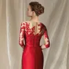 Красное платье для матери невесты в три четверти для женщин, новинка 2024 года, Русалка, высокое качество, атласные свадебные платья Robe De Soiree Femme