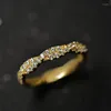 Anneaux de cluster Huitan Trendy Twist Femelle Doigt Argent Couleur / Couleur Or Pavé Brillant Zircone Quotidienne Tempérament Femmes Bijoux