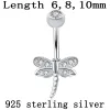 Łańcuchy biżuterii Prawdziwa 925 Srebrny srebrny Whole S925 Belly Button Pierścień No alergiczny owad Dragonfly Women 6 8 10 mm Pin Grzywny biżuteria