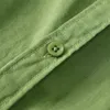 Green Cotton Linen Casual Shirts For Men Basic Classic Long Sleeve Turndown Collar Breattable Clothing 240223