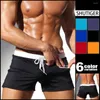 Herren-Shorts, lässig, Sommer, hawaiianischer Badeanzug, einfarbig, Bandage, Badehose mit Tasche, Strand-Badeanzug