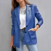 Frühling Damen Langarm Button Up Cardigan Jacke Farbe Tasche Casual Lederjacke Kleine Anzugjacke Damenbekleidung