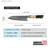 Noże kuchenne Amber 7 -calowy nóż Santoku 67 Warstwy VG10 Damascus stalowe noże kuchenne stali żywica ekspoksoy drewniana rączka japońska nóż Q240226