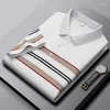 Herren Polos Advanced Mercerized Cotton Business Poloshirt Kurzarm 2024 Sommermode Streifen T-Shirt Freizeitkleidung