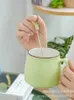 マグカップ日本語セラミックカップミルクウォーターコーヒー付き蓋付きスプーン印刷レタリング