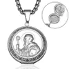 Pendentif Colliers Vintage Saint San Benito Médaille Or Acier inoxydable Peut ouvrir Po Cadre Pendentifs pour bijoux religieux220V