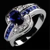 Solitaire Ring Milangirl Ladies Classic Temperamento Ring Curved Curved Blue Crystal Zircon Ring Factory Sales Direct 240226