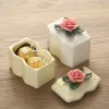 Stud Hearthaped Rose Multicolor Ceramic Can Jewely Box Wedding Stud Earring Halsband Tillbehör Lagring Tank Ceramic Sugar Gift