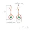 Ensemble de boucles d'oreilles et collier pour femmes, rétro creux, Micro-incrusté de Zircon vert, couleur or Rose, bijoux de mariée S525