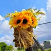 Decorative Flowers Wall Hanging Artificial Sunflower Wreath Thanksgiving Halloween Garland Decorations Autumn Faux Rattan Basket Wreaths