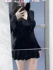 Robes décontractées Mode coréenne Kawaii Mini robe femmes noir Harajuku manches longues vêtements d'automne tenues streetwear