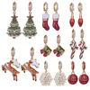 Dangle Earrings Snowflake Elk Christmas For Women Zircon Sparkling Drop Merry Party Celebration Kids Jewelry Gifts
