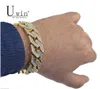 Uwin Sand Blast Armband Cuban Chain Link Alloy Iced Out Hip Hop Gold Silver Tone Heavy 18 Mm Mens Armband 86quot S9155955002