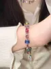 Pärlstav 2023 söt fyrkantig godisfärg bling crystal armband för kvinnor lyxig design regnbåge zirkonsten armband smycken set yq240226