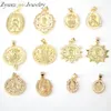 10st Gold Color Micro Pave Cz Jungfru Maria Jesus Charms Pendant Findings Jewelry 09273338