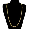 6 5mm d'épaisseur 75cm longue corde ed chaîne or argent plaqué Hip hop collier lourd pour hommes femmes 212Q