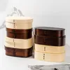 Japanse Bento Boxen 3 Roosters Keuken Houten Lunchbox Milieuvriendelijke Natuurlijke Houten Sushi Dozen Voedsel Container Servies Kom LT780