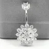 Kedjor 925 Silver Sunflower Crystal Belly Piercing Ombligo Body Jewelry Navel Piercing for Women