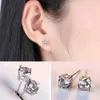 Stud TTVOVO 925 Solid Princess Cut Cubic Zirconia Stud Earrings for Men with Perforated CZ 4 Claw Ears Blinko S925 Solid Jewelry J240226