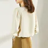Women's Blouses 2024 Spring Ins OL Loose Temperament Chiffon Shirt V-neck Patchwork Tops Outerwear French Style Long Sleeve
