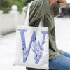 Shopping Bags 2024 Blue Letters Grocery Bag Reusable Gifts For Bachelorette Party Shoulder Eco Totes Aesthetic