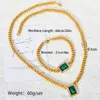 Halsband örhängen Set Zeadear Zircon Armband Rectangle Pendant Chunky Punk Thick Link Chain Green Crystal Gift Party Wedding