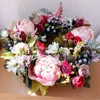 Decorative Flowers 35cm For Front Door Artificial Wreath Home Decor Craft Garland Festival Silk Cloth Indoor Outdoor Wedding Fake Peony All