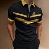 Mens Tops Polo Golf Mens King Print T Shirt High Quality Turndown Short Sleeve Zipper Pullover Original Golf Wear Men Clothing 240226