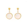 Dangle Earrings High Quantity Shell Zircon Round For Women Handmade Korean Simple Design Cute Earring Date Gift Jewelry Accessory