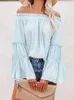 Kadın bluzları fitshinling fırfırlar omuz bahar sonbahar üstleri kadınlar için sonbahar üstleri bluz gömlek parlama kılıfı seksi blusas femme 2024 moda