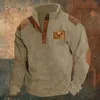 Hoodies masculinos moletom masculino retro contraste cor com botão gola manga longa textura listrada para outono primavera