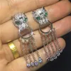 Vintage Luipaard Kwasten Drop Earring 925 sterling zilver 5A Zirkoon Cz Party bruiloft Dangle Oorbellen voor vrouwen Bruids Jewelry299V