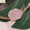 Браслет из бисера CSJA из натурального камня, розовый кварц, кожаные браслеты для женщин, розовые драгоценные камни, хрустальные бусины, ювелирные изделия в богемном стиле, 5 нитей S308 YQ240226