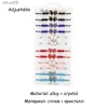 ビーズ12pcs新しい合金ドリップバタフライクリスタルブレスレット手織り調整可能な長さブレスレットセット卸売YQ240226