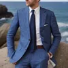 Men's Suits Linen Wedding For Men Beach Slim Fit 2 Pieces Business Groom Tuxedo Custom Male Fashion Blazer With Pants 2024