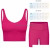 Yoga Outfit Sports Bra Designers Womens Outfits Black Slim Women Padded Tanks Leggings Set Fashion Summer Jogging Running Gym Exerci Dhshy